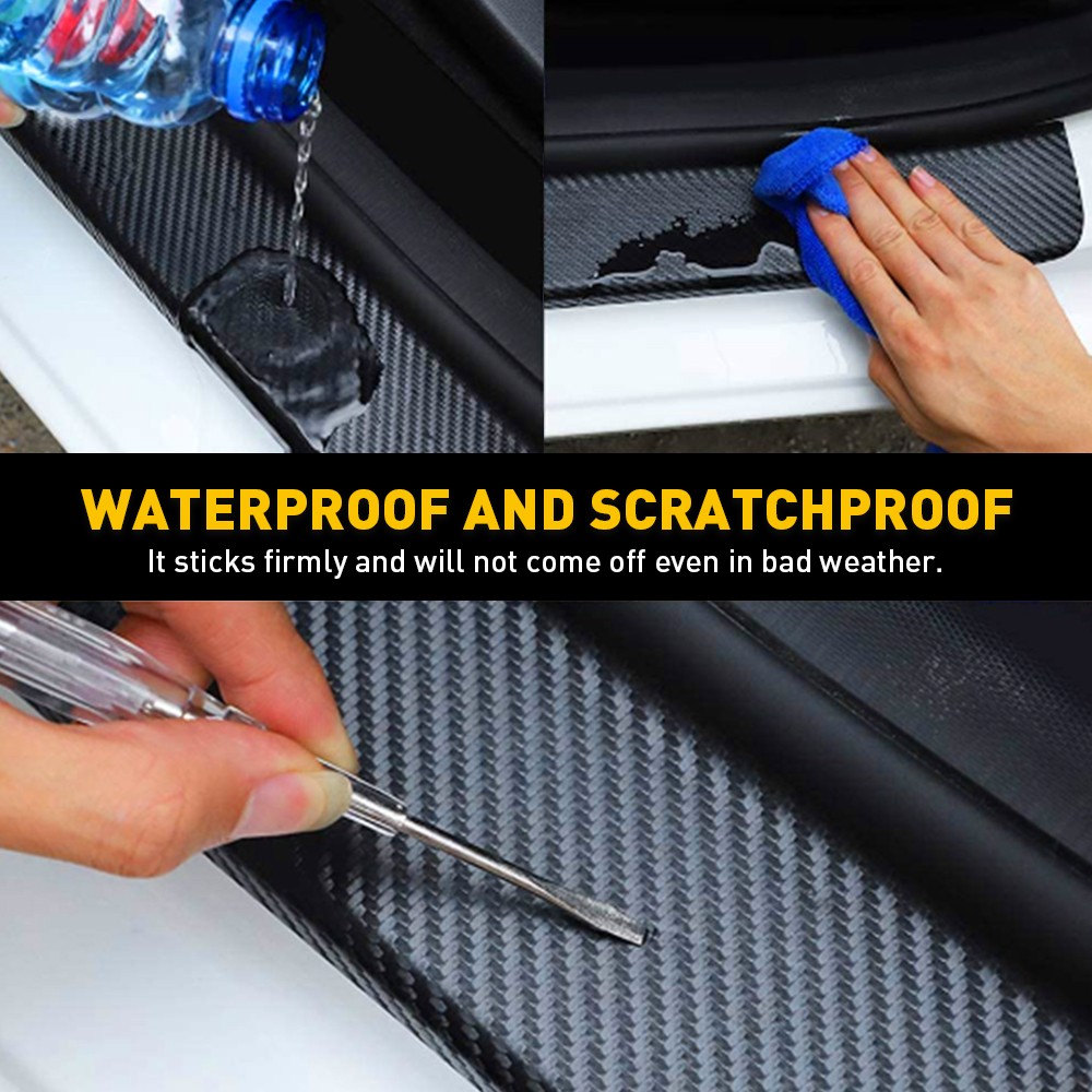 Rear Bumper Guard Sill Plate Trunk Protector Cover Sticker Carbon Fiber Style
