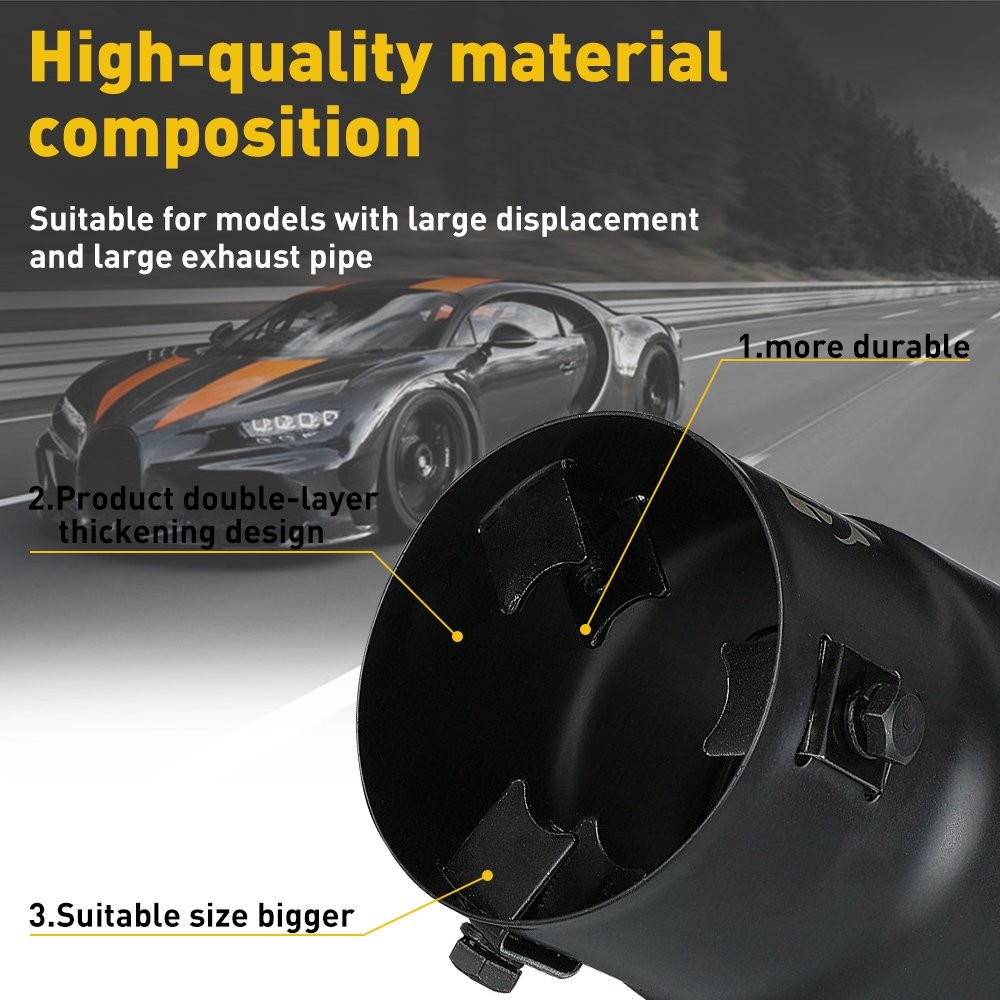 2.75″ Black Car Exhaust Pipe Tip Rear Tail Throat Muffler Steel Stainless Round