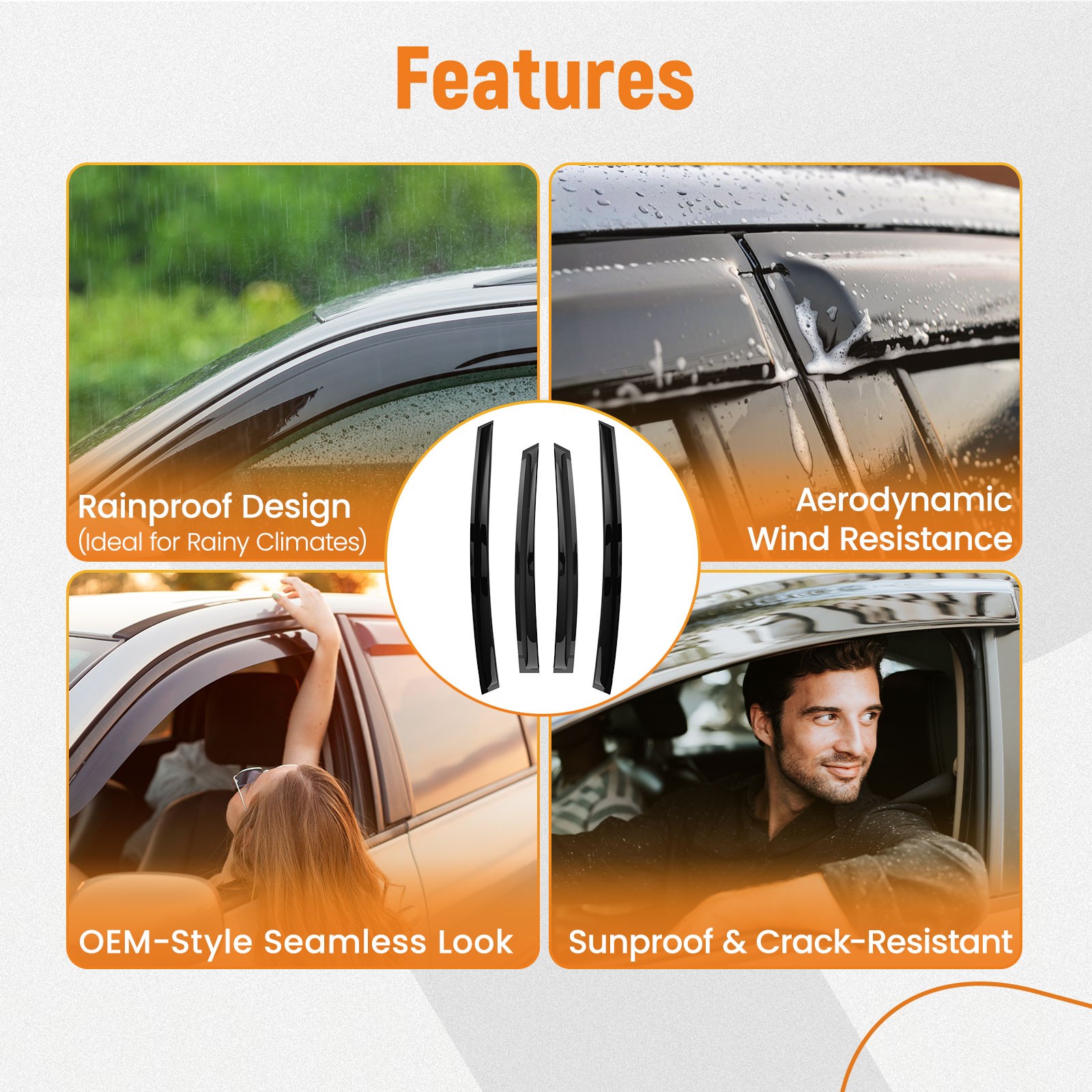 Window Rain Guards Visor for Toyota Prius 04-09 Wind Deflectors 2.5mm 4Pcs