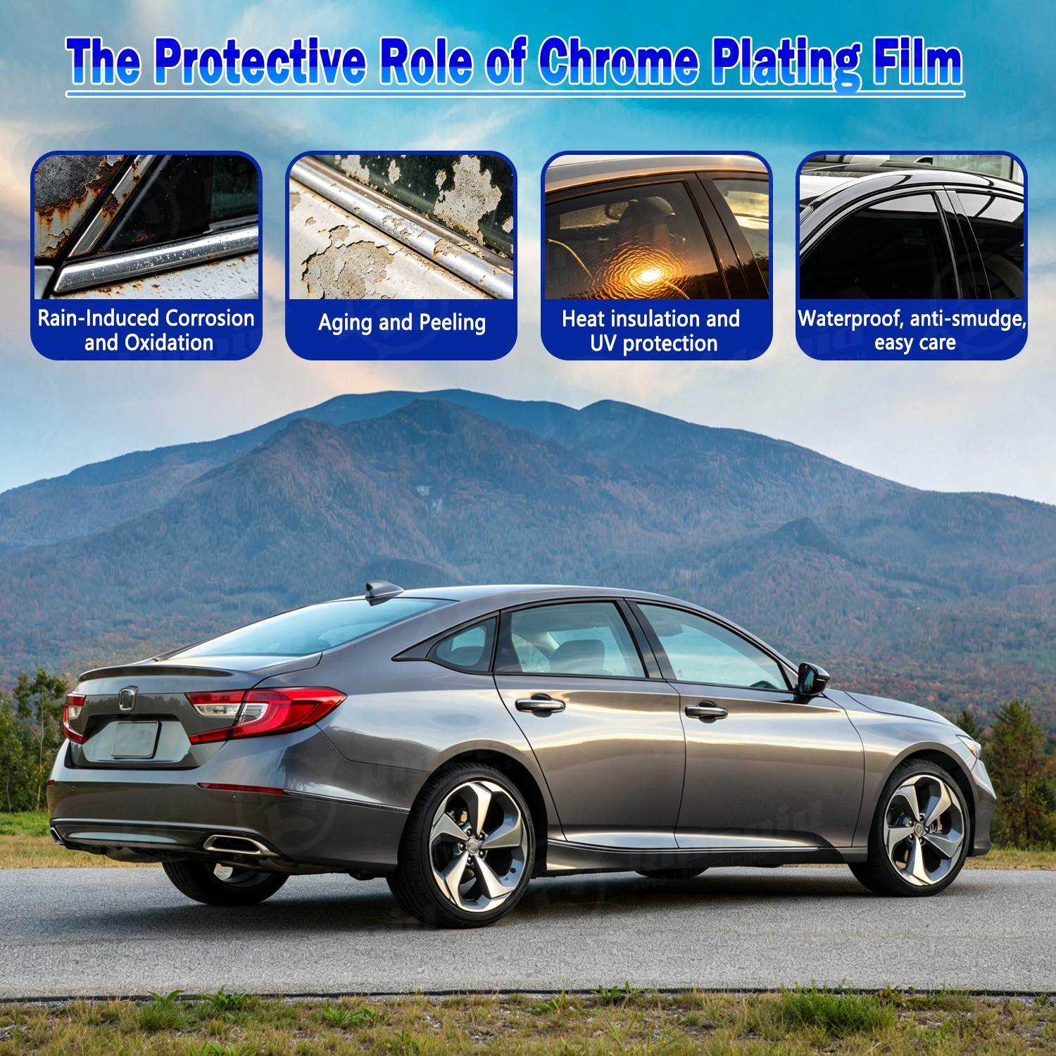 Chrome Delete Blackout Window Trims Glossy Black For Honda Accord 2018-2022