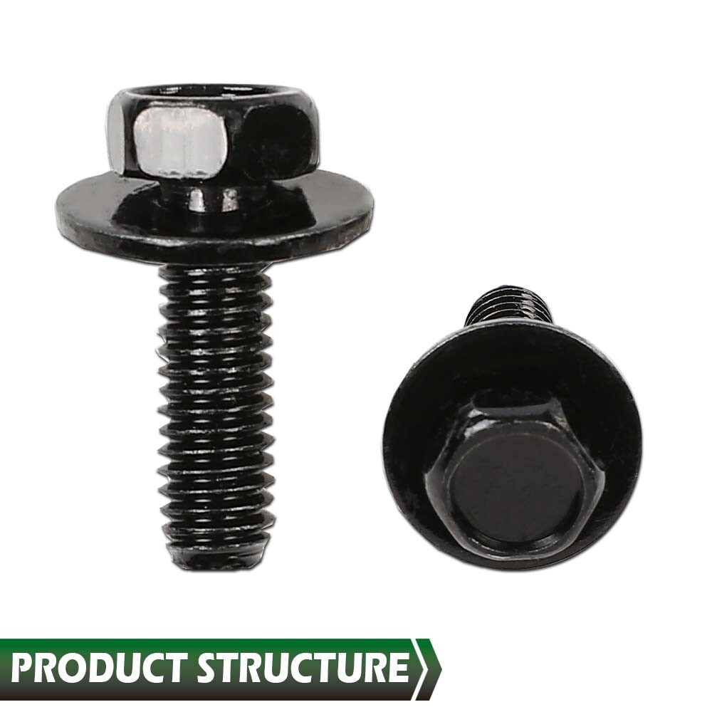 Fit For Honda Body Bolts- M6 1.0 x 20mm Long- 10mm Hex- 17mm Washer 20 Bolts USA