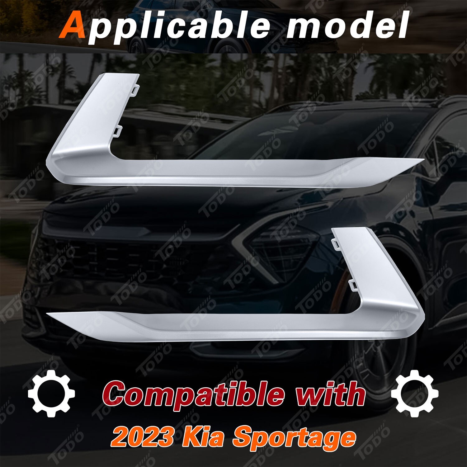 Fits Kia Sportage 2023-2024 Front Fog Light Cover Molding Trim 2PCS Gray