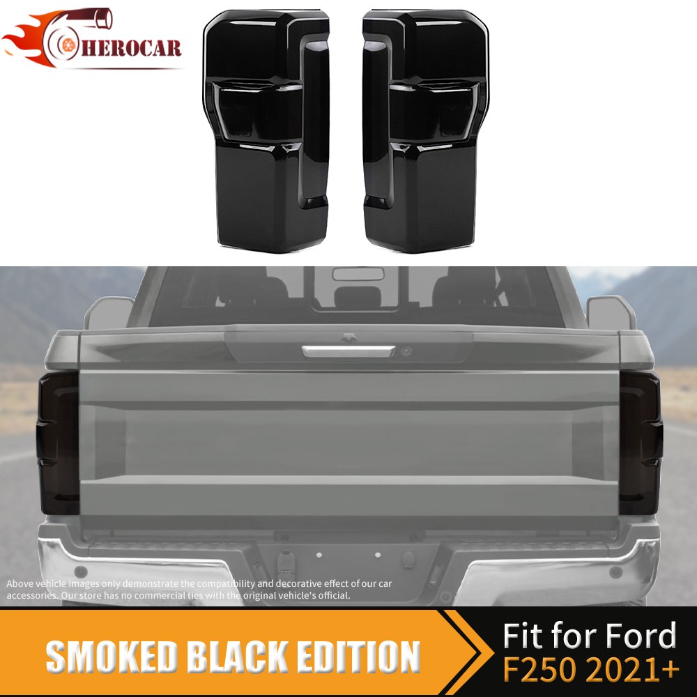2PCS Smoked Black Rear Taillight Lamp Cover For Ford F250/F350/F450/F550 2021-25
