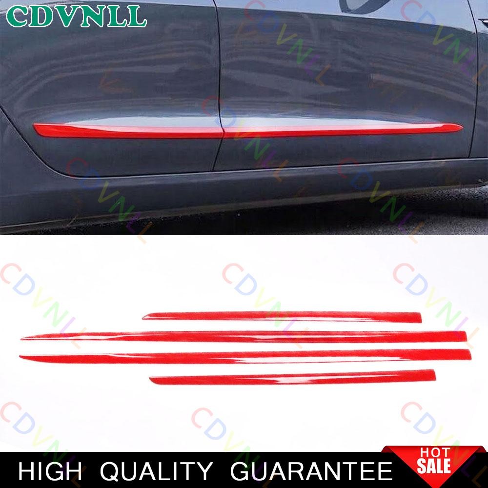 For Tesla Model 3 24-25 Bright Red Side Door Body Molding Sill Guard Cover Trim