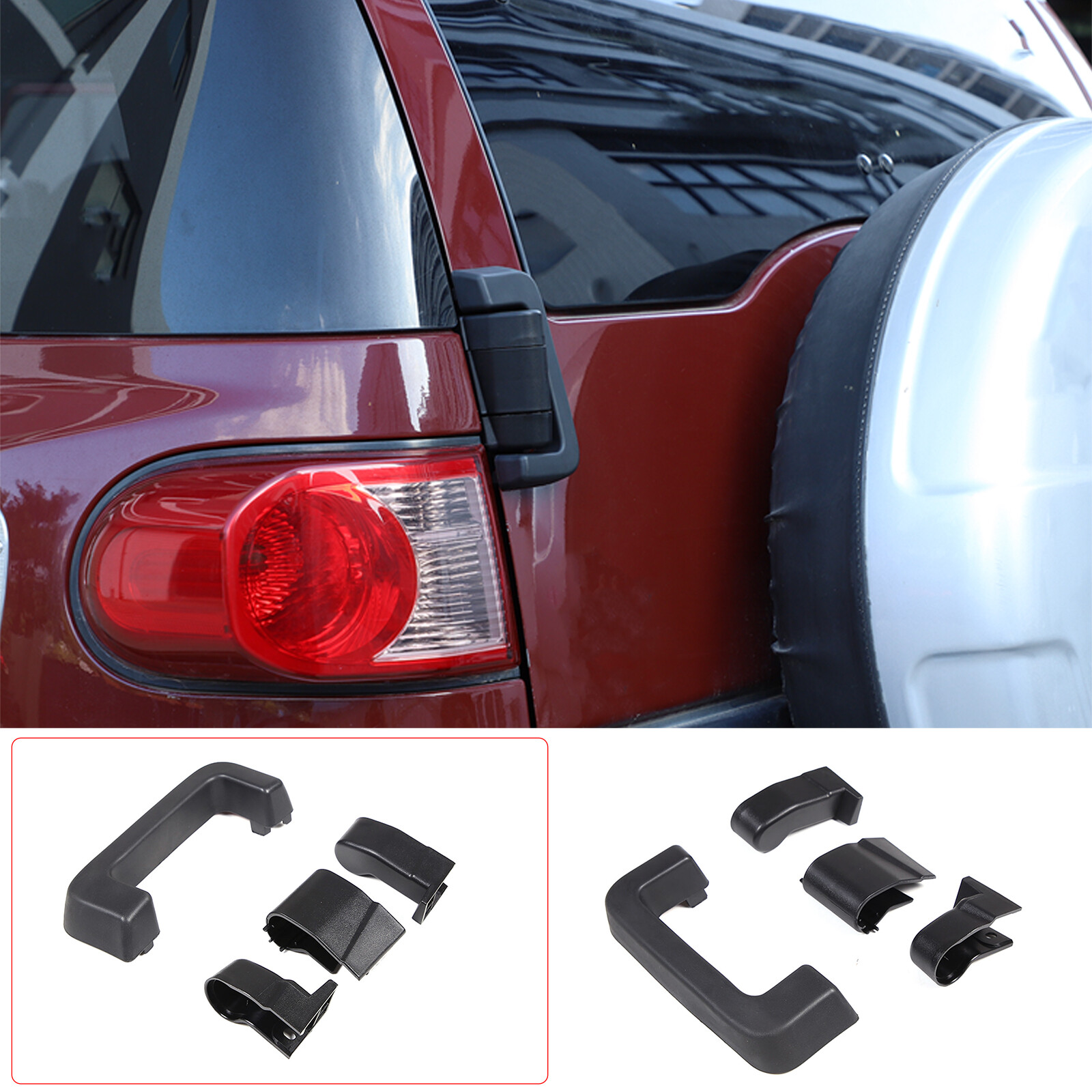 For Toyota FJ Cruiser 2007-2021 Exterior Tailgate Door Hinge Cover Trims Black