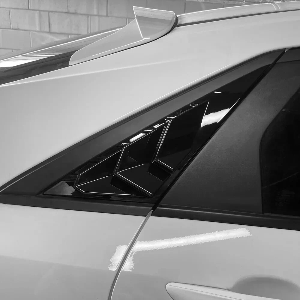 2x Black Car Exterior Rear Window Louver Cover Trim For Hyundai Elantra 2021-23