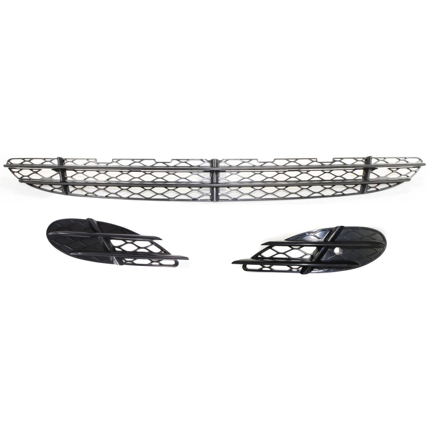 Bumper Grille Set For 2003-2006 Mercedes Benz S430 Black Front Center Outer