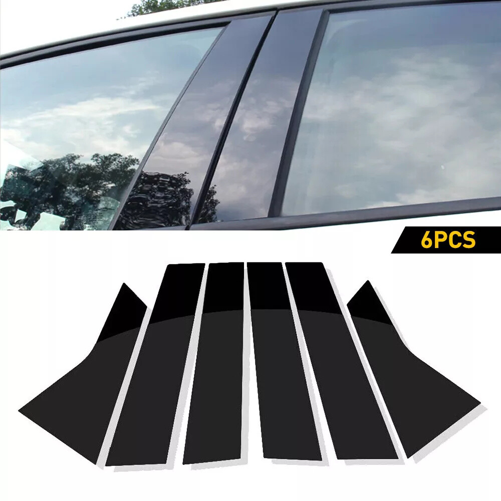 For Honda Accord 2018 2019 2020 2021 Glossy Black Door Pillar Post Cover Trim 6x