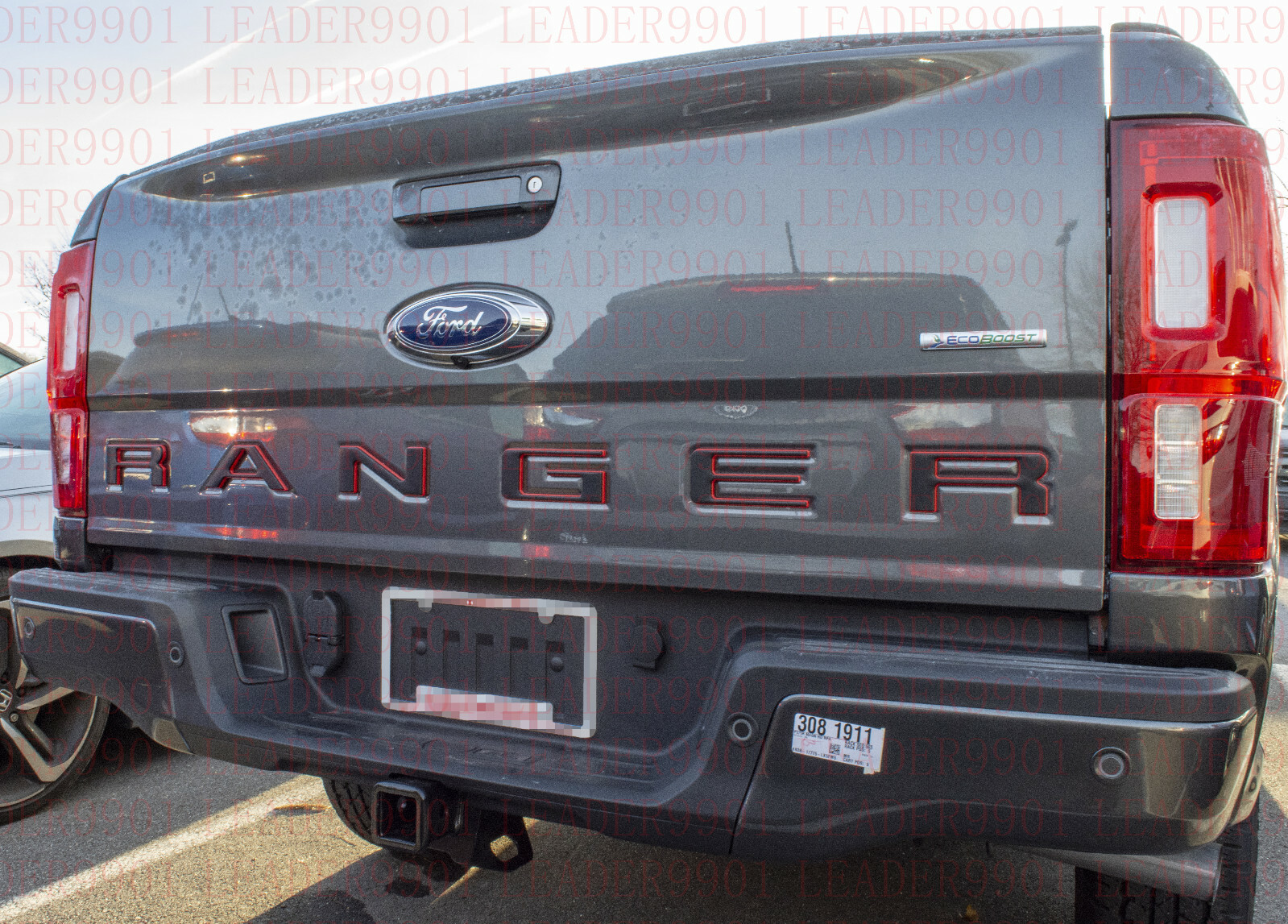Double Layer Tailgate Insert Letters fits 2019-2021 Ford Ranger (Black Red)