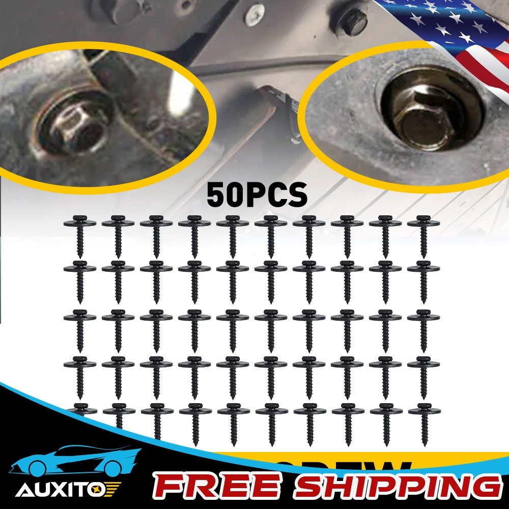 50*Metal Car Body Retainer Clip 0.71″Stem 0.31″Hex 0.59″Flange Size 0.2″Hole O.D
