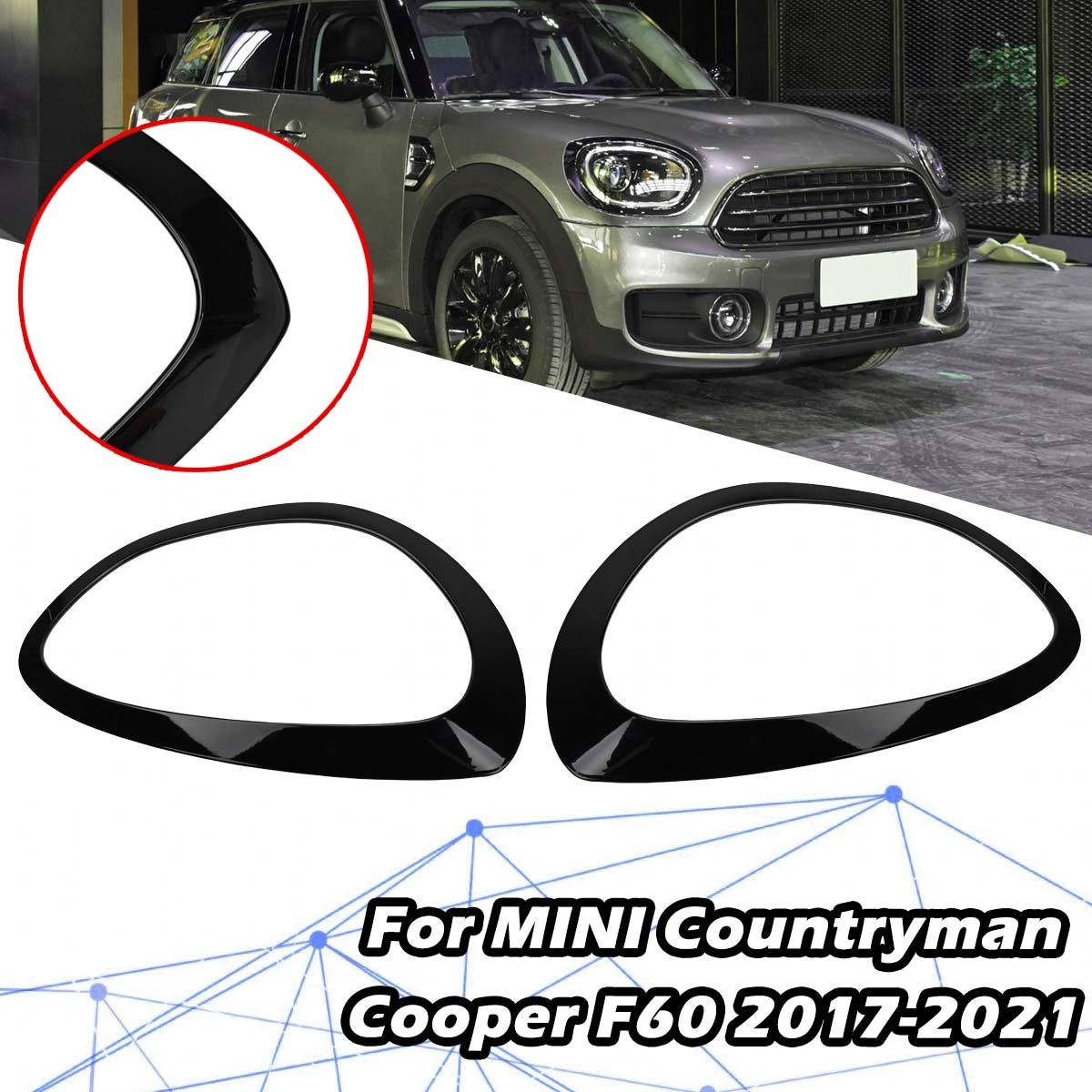 Headlight Lamp Bezel Trim For Mini Cooper Countryman F60 1.5L 2.0L 2017-2021