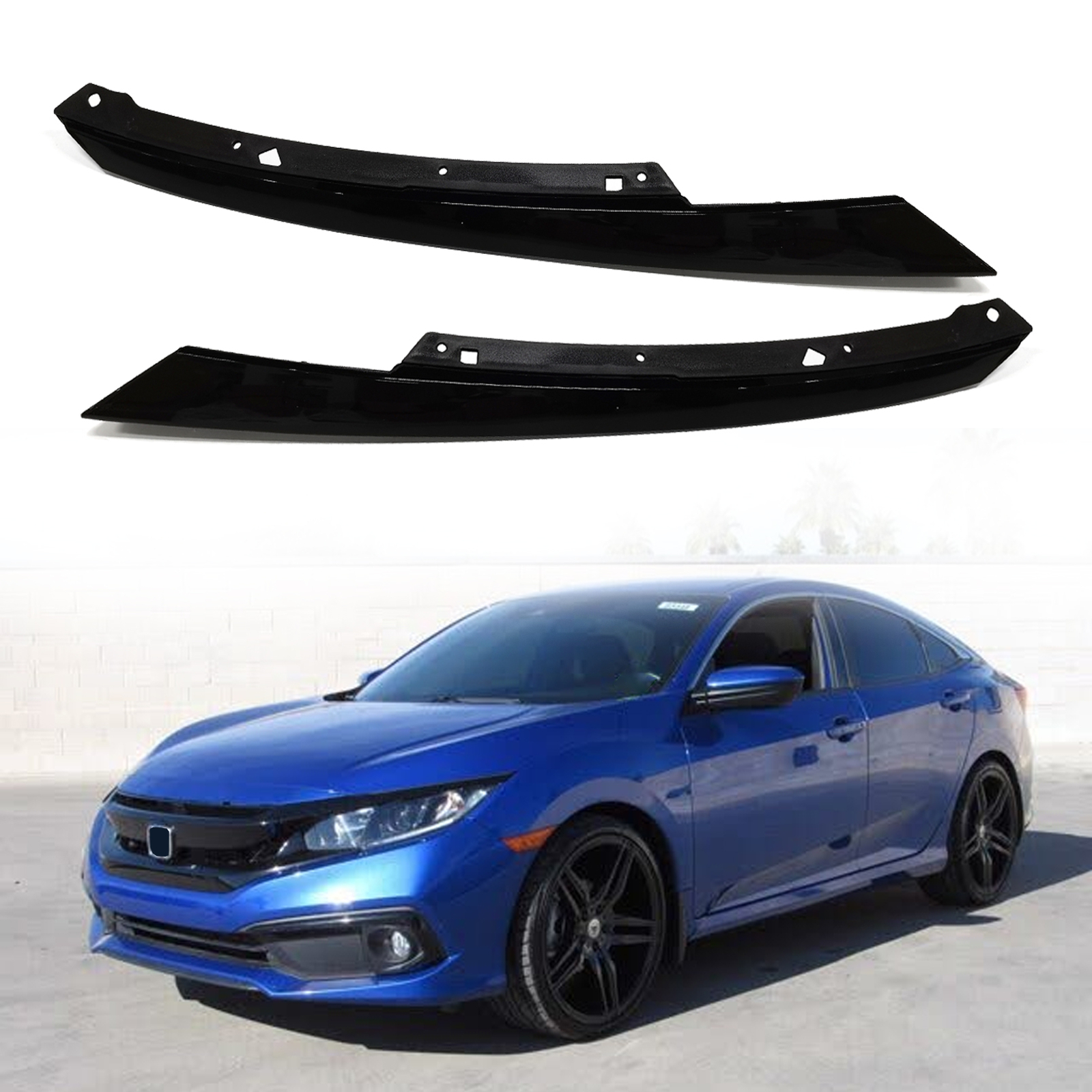 Glossy Black Headlight Eyelid Eyebrows Cover For 2019-2021 Honda Civic Pair L&R