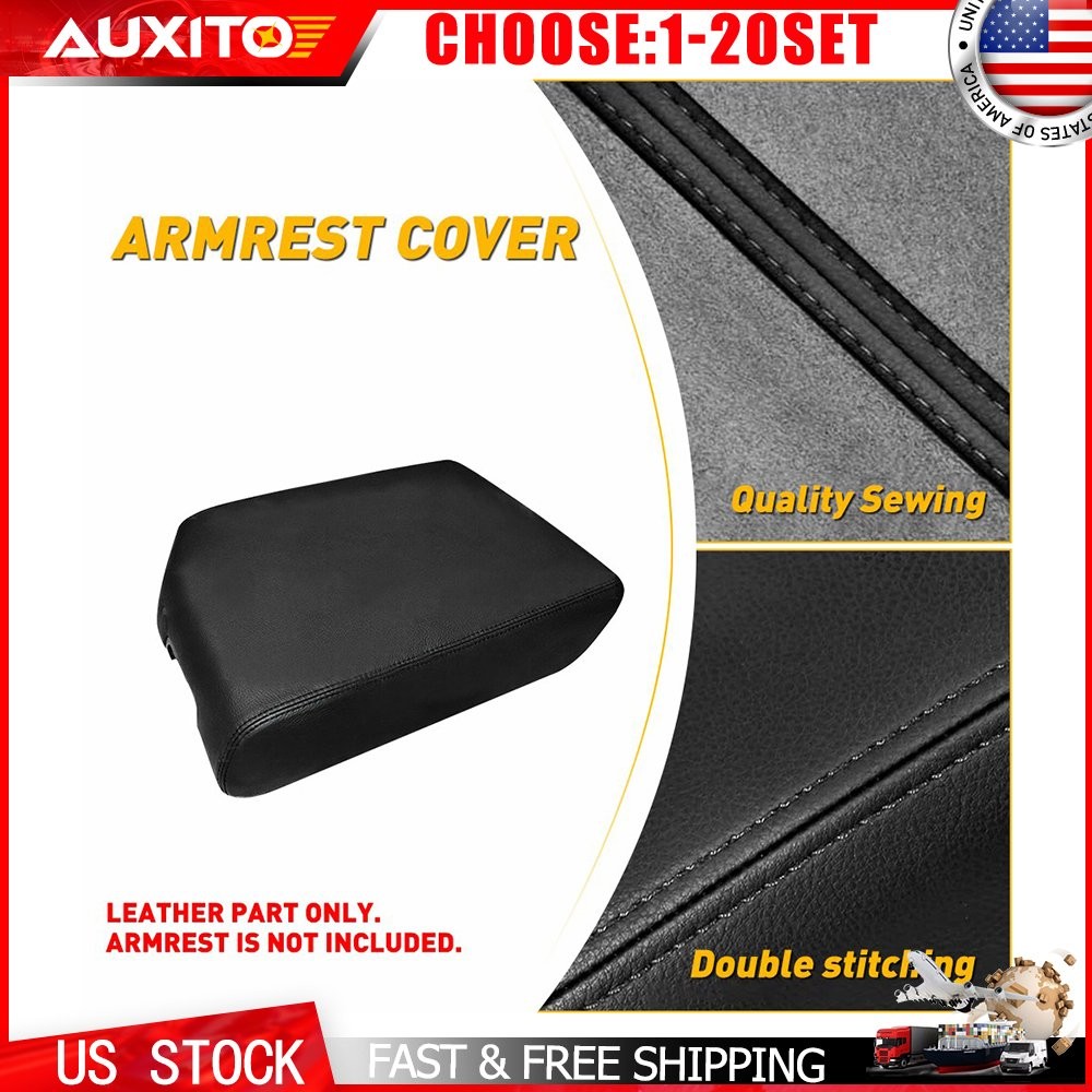 Black Leather Console Lid Cover for Toyota Tundra 07-13/Sequoia 2008-2022 1-10X