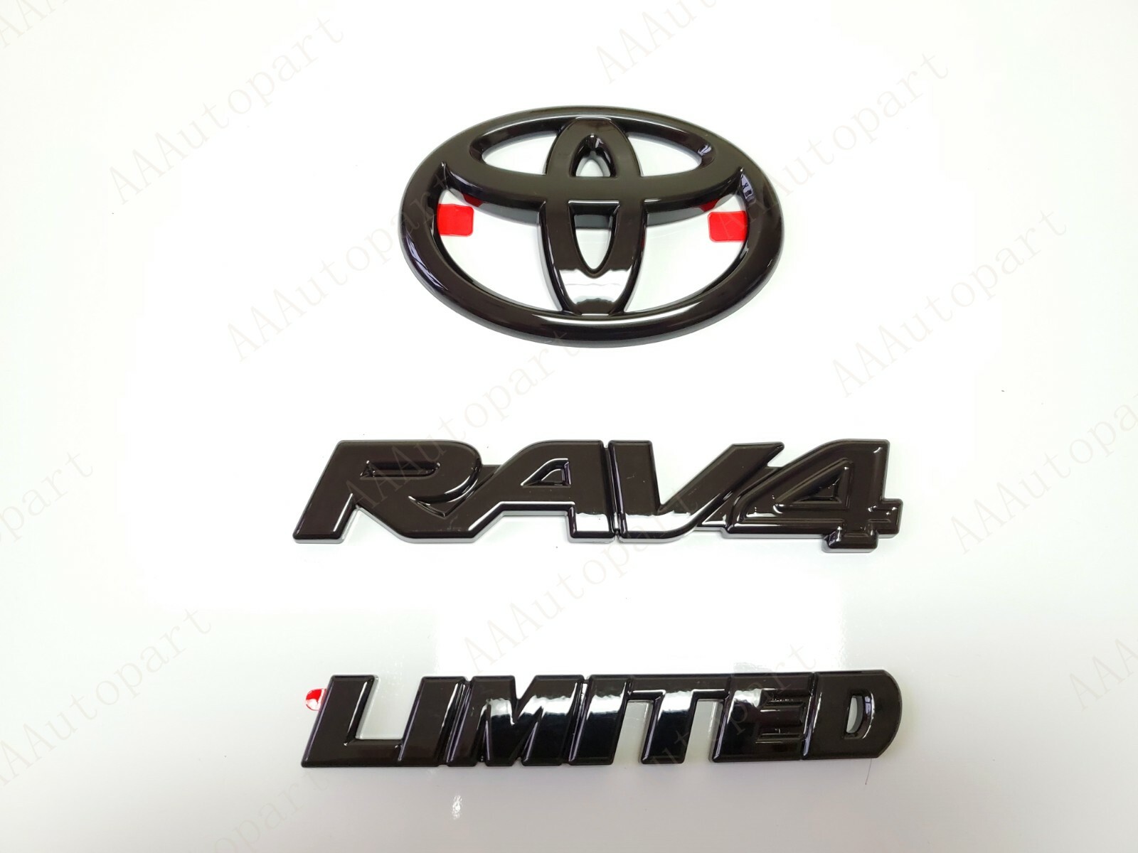 3PCS SET 2019-2023 TOYOTA RAV4 HYBRID LIMITED GLOSS BLACK EMBLEM OVERLAY GEN