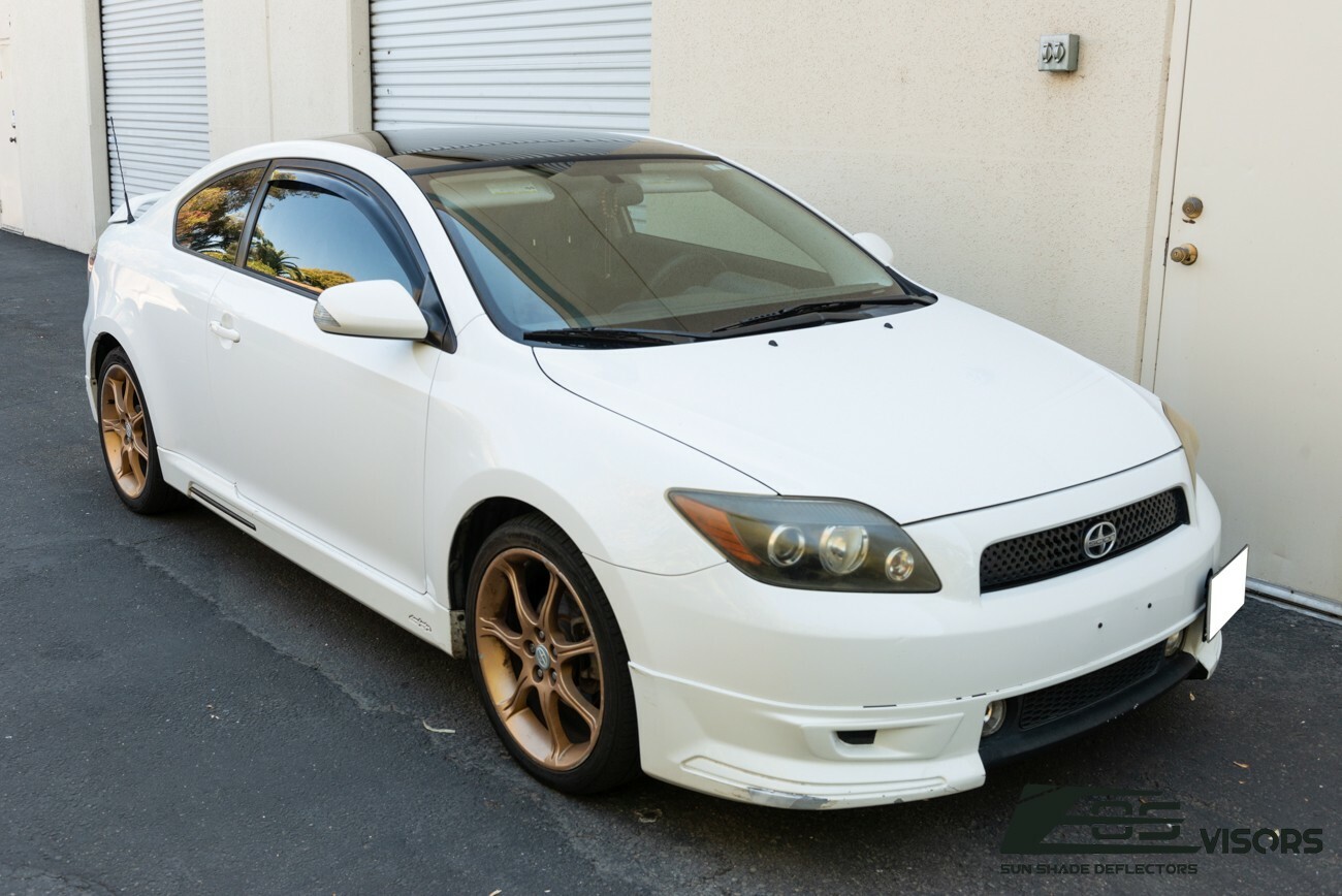 JDM IN-CHANNEL SMOKE TINTED Side Window Sun Shade Rain Guards For 05-10 Scion tC