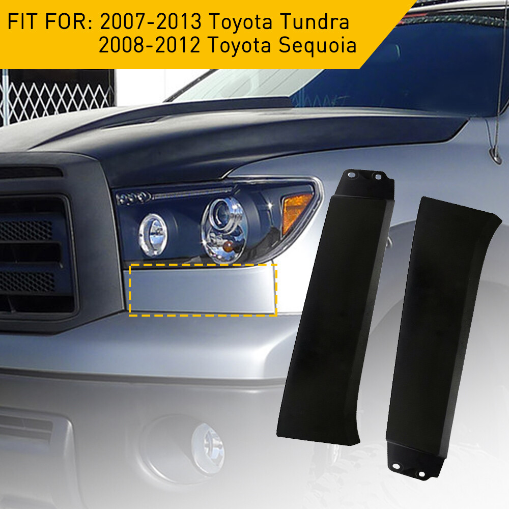 2x Front Bumper Grille Headlight Filler Trim Cover For 2007-2013 Toyota Tundra