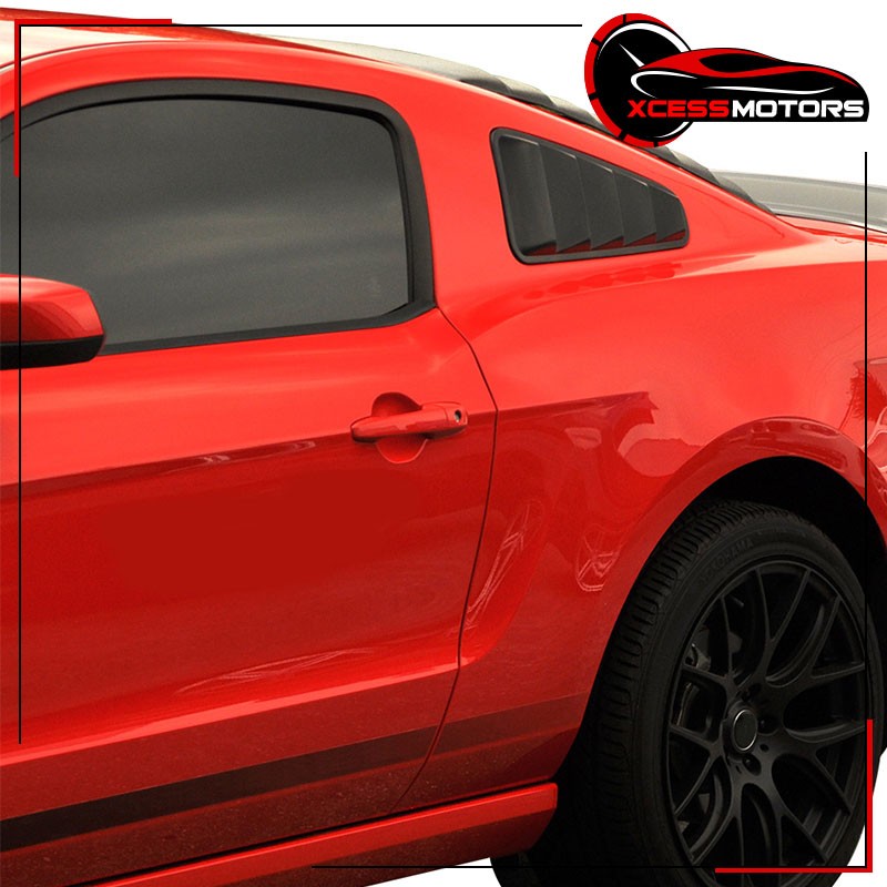 Fits 10-14 Ford Mustang OE Style Gloss Black Side Window Louvers Sun Shade Cover