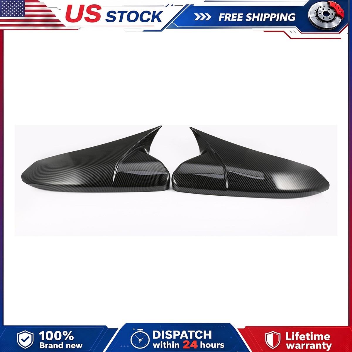 For Honda Civic 10th 2016-2021 Carbon Fiber Look Rear View Mirror Cover Trim