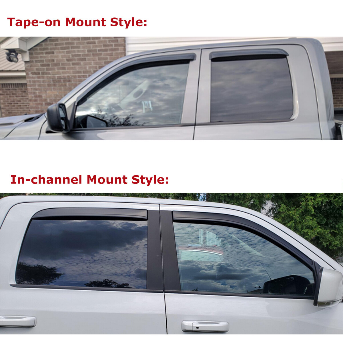 Tape-on Mount Window Vent Visor Rain Guard fits 2015-2022 GMC Canyon Crew Cab
