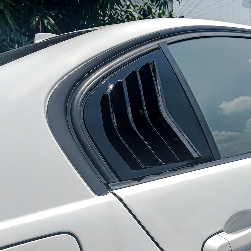 For E90 3-Series Sedan 05-13 Gloss Black Rear Window Quarter Glass Louver Cover