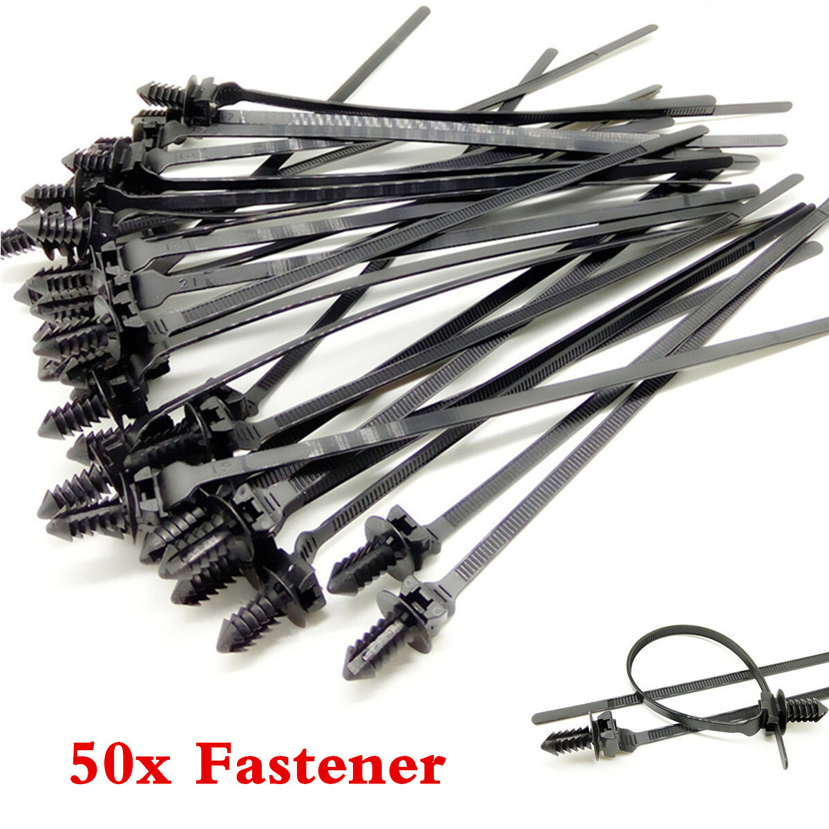 Car Push Mount Zip Ties Nylon Tie Wraps Clip Pipe Cable Fasteners Bundle Parts