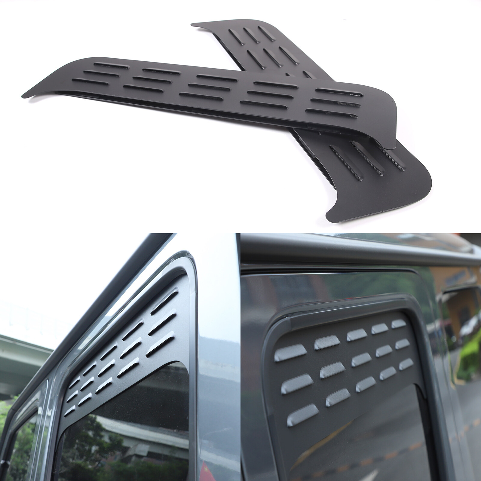 Black Aluminium Alloy Rear Door Window Air Vents Screens For Benz G-class 19-23