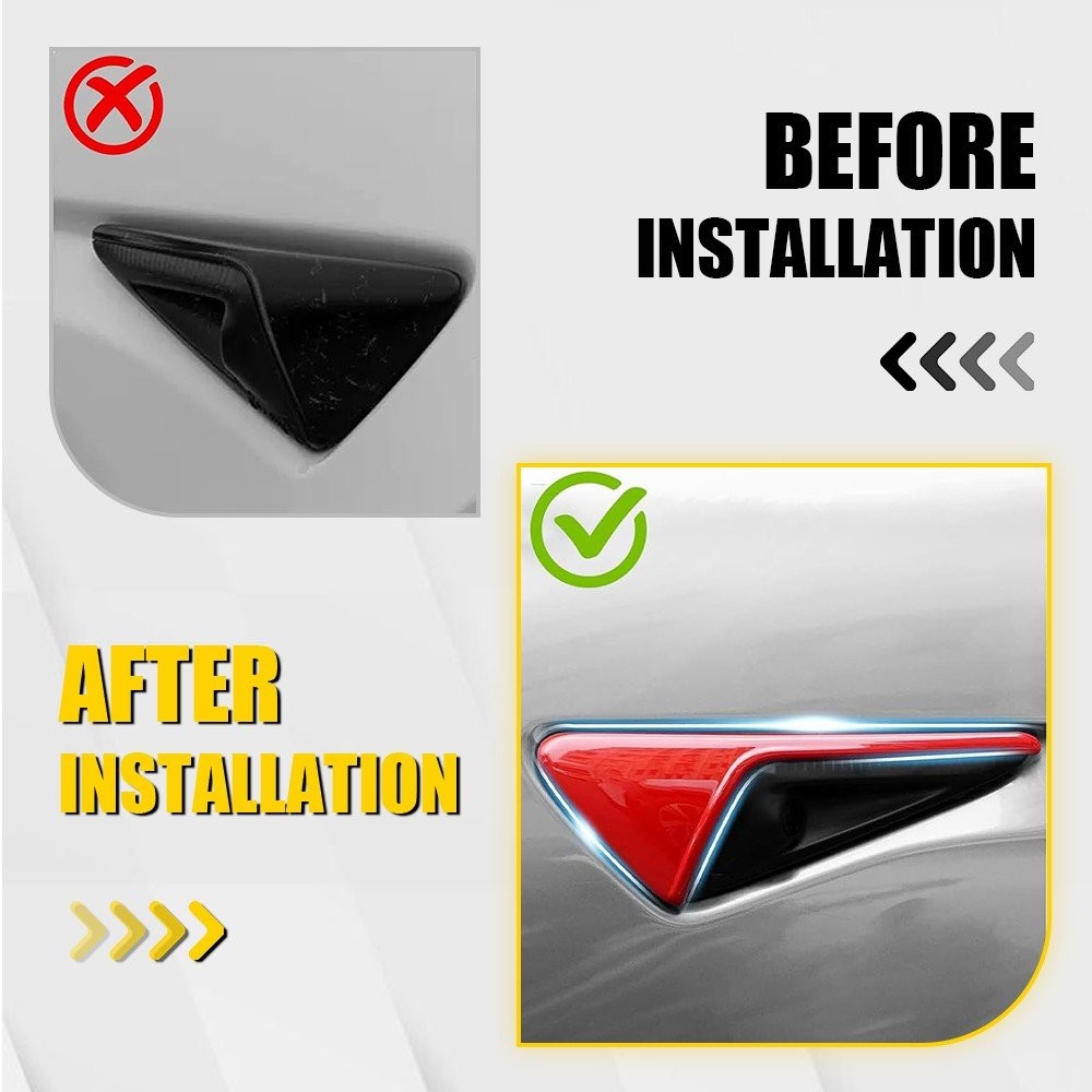 ABS Side Camera Decor Cover Trim Glossy Red For 2015-2023 Tesla Model 3 Y S X