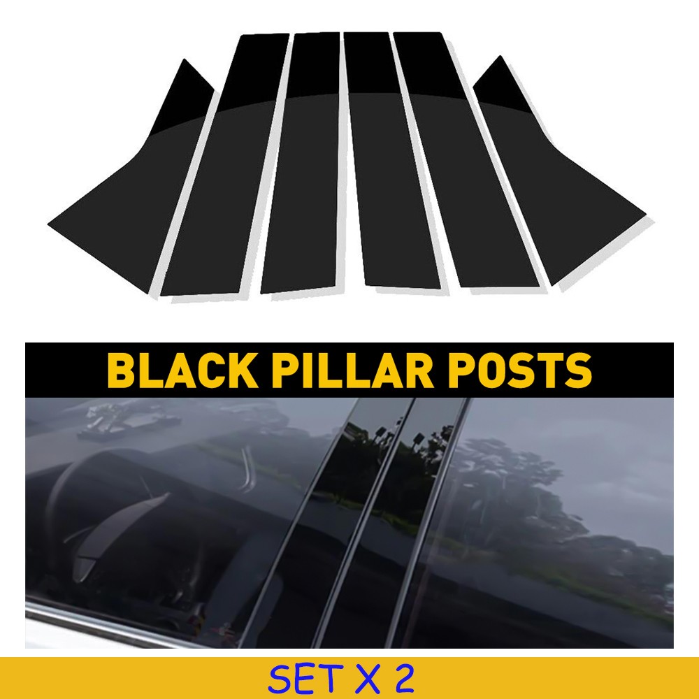 12X For Honda Civic 2012-2015 Glossy Black Window Pillar Posts Decoration Trim
