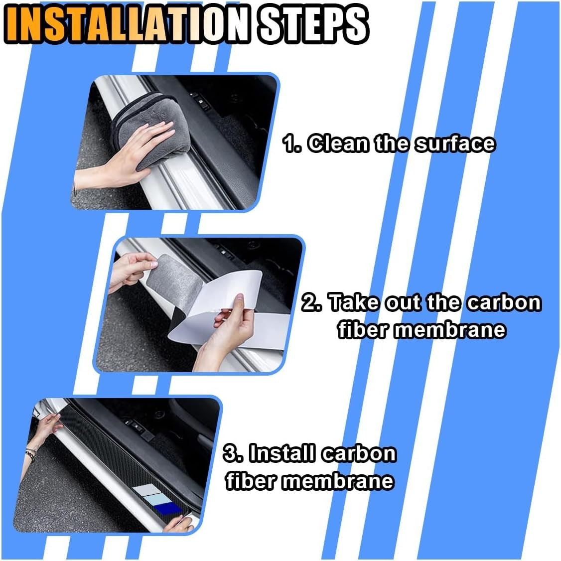 4PCS Tri-Color Carbon Fiber Door Sill Protectors – Universal Fit & Easy Install