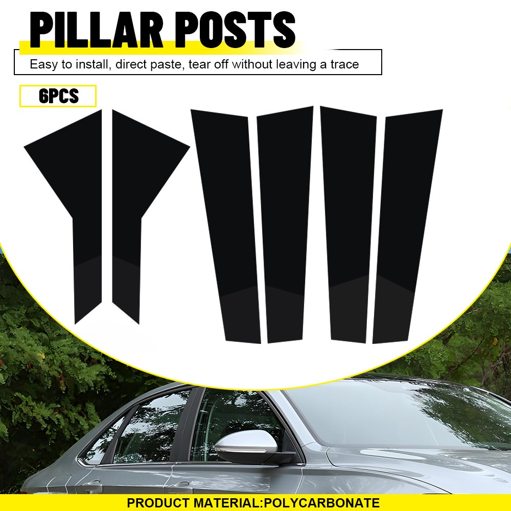 For VW MK7 Jetta 2019-21 Black 6PC Gloss Pillar Posts Door Trim Cover Kit XX