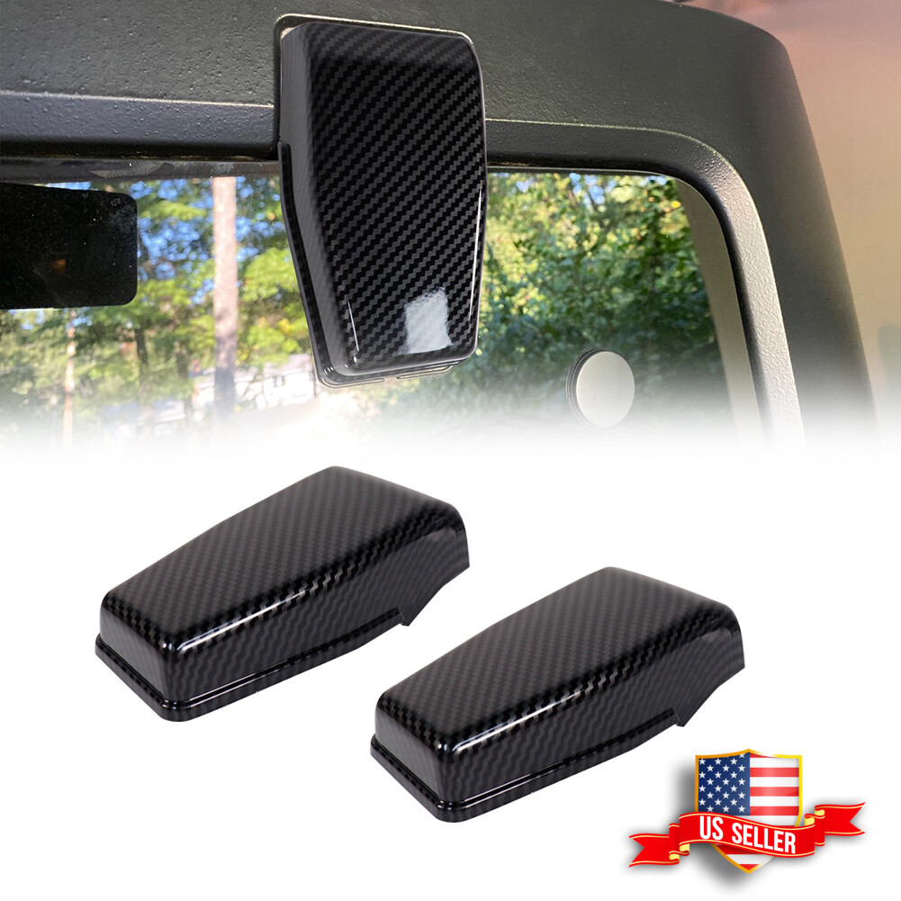 Carbon Fiber Look Rear Window Liftgate Hinge Covers For Jeep Wrangler JK 2007-18