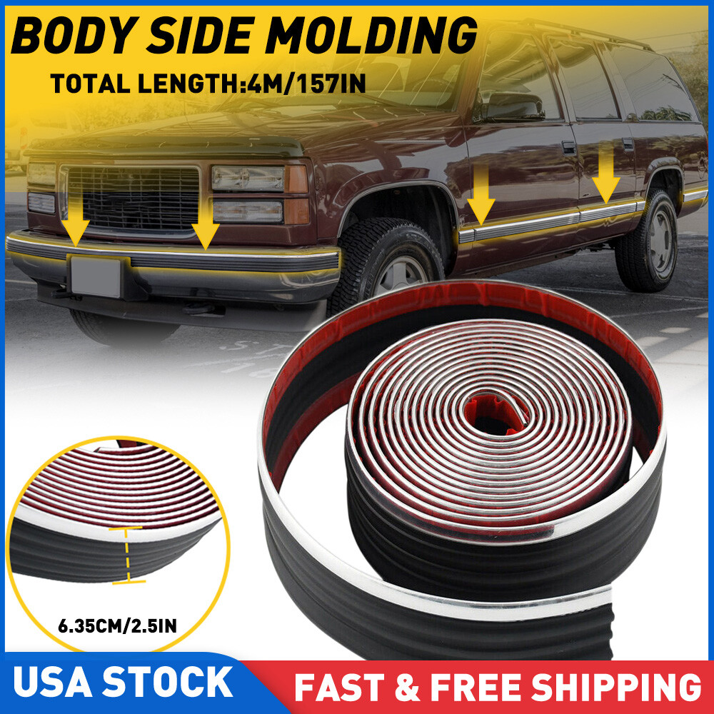 For 1982-2004 S10 Body Side Molding Truck Blazer Jimmy Black & Chrome Chevy GMC