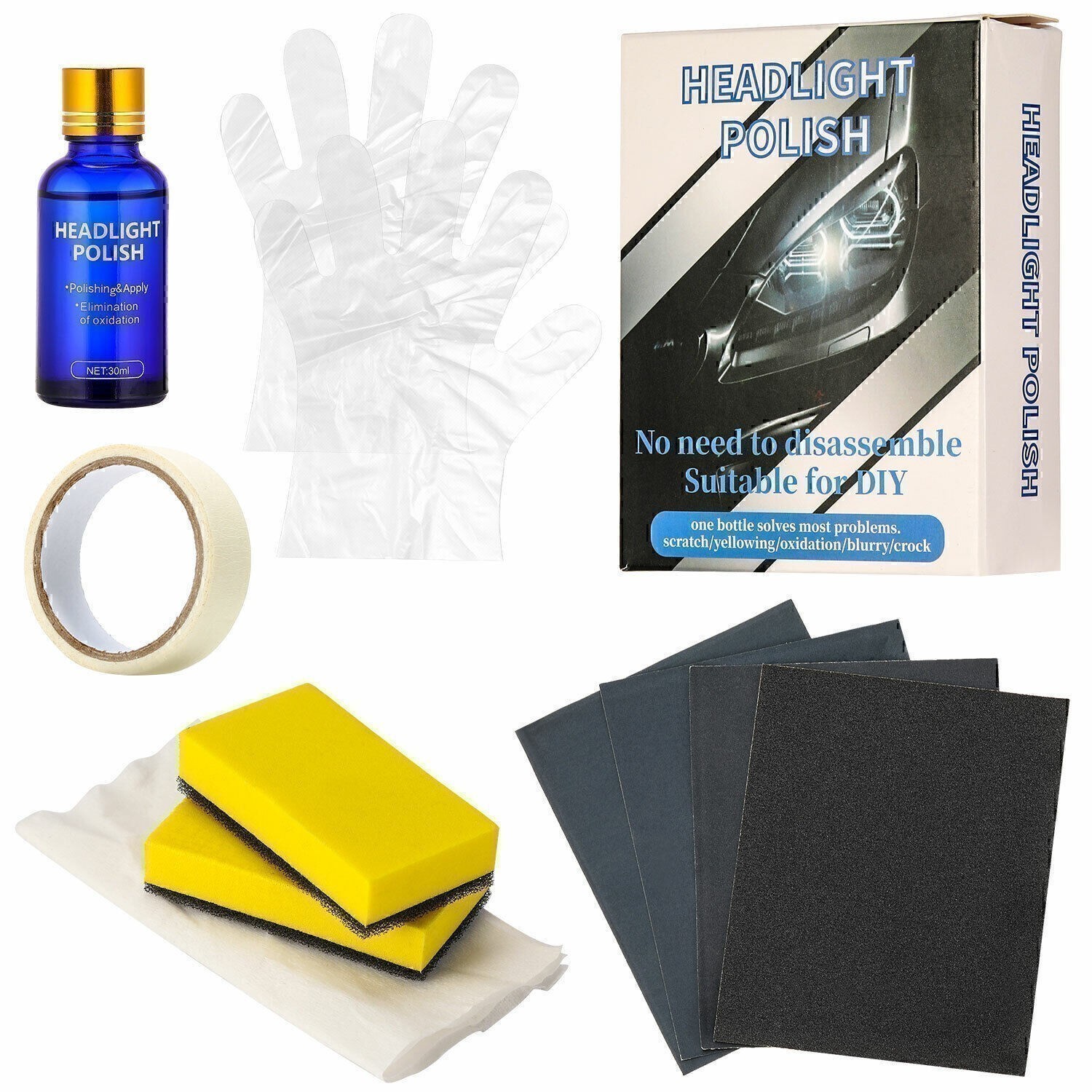 Car Ceramic Headlight Lens Restoration Repair Kit Polishing Cleaning Tools Pzcro