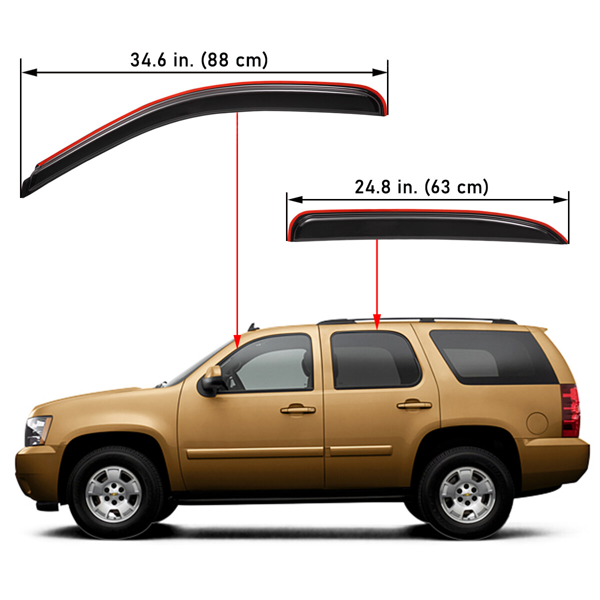 In-Channel Window Visor Sun Rain Guards For 2007-2014 Chevrolet Tahoe/GMC Yukon