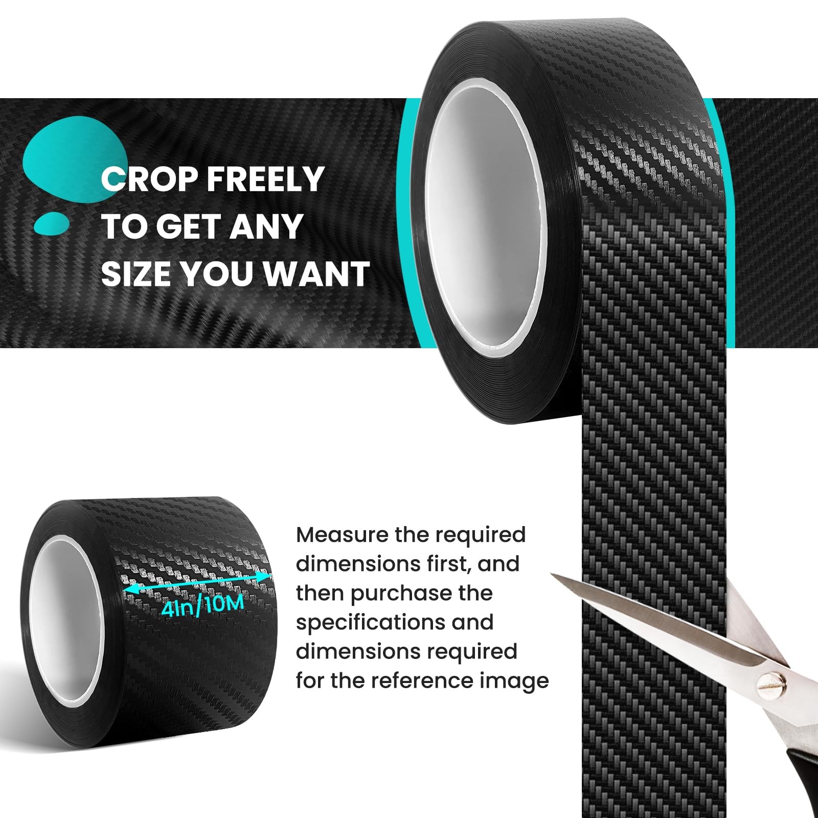 LonXFan Black Carbon Fiber Wrap 4In x 33Ft 5D Carbon AntiCollision Window Sil…