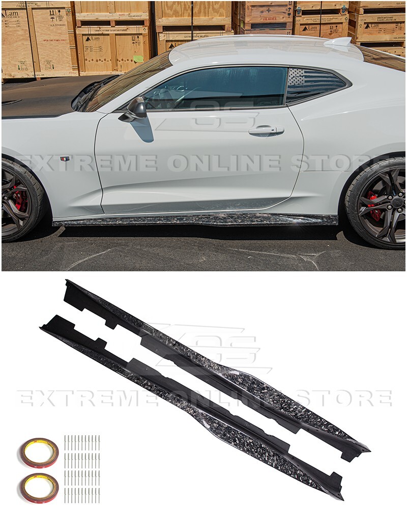 For 16-Up Camaro RS SS | ZL1 Style FORGED CARBON FIBER Side Skirts Extension