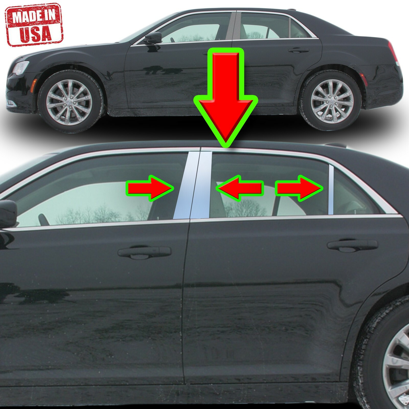 Chrome Pillar Trim for Chrysler 300 11-20 6pc Set Door Cover Mirrored Post