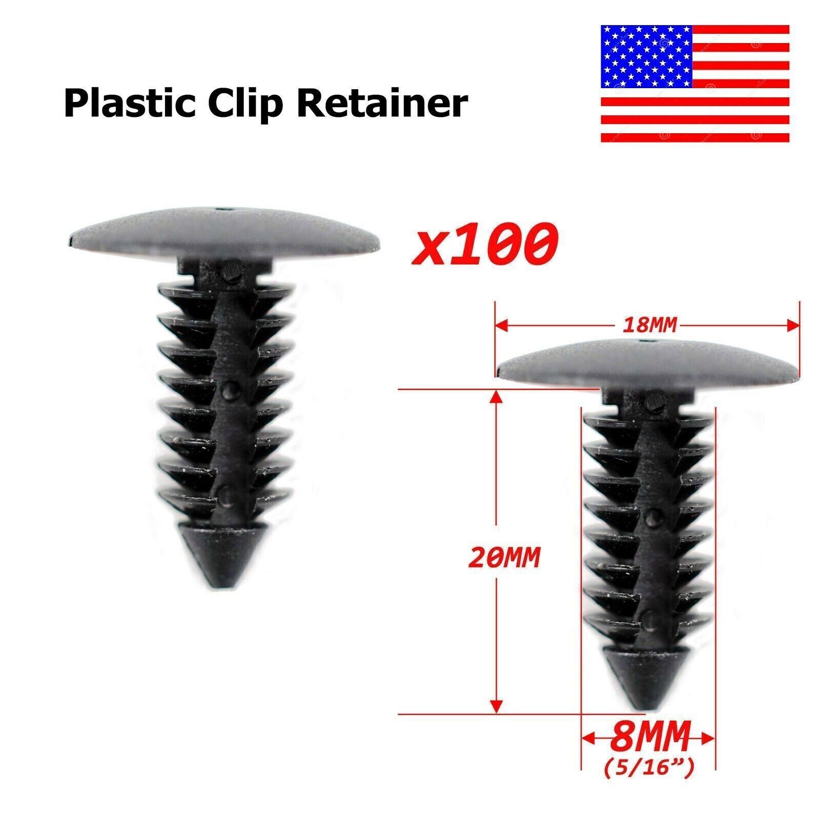 100X 8mm Bumper Clips Retainer Car Plastic Rivets Fastener Push Pin Fender Hood.