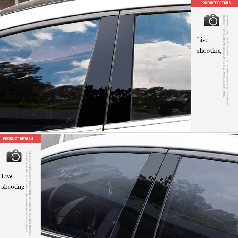 Piano Black Window Pillar Posts Door Trim Cover Kit For BMW 5-Series 2004-2010