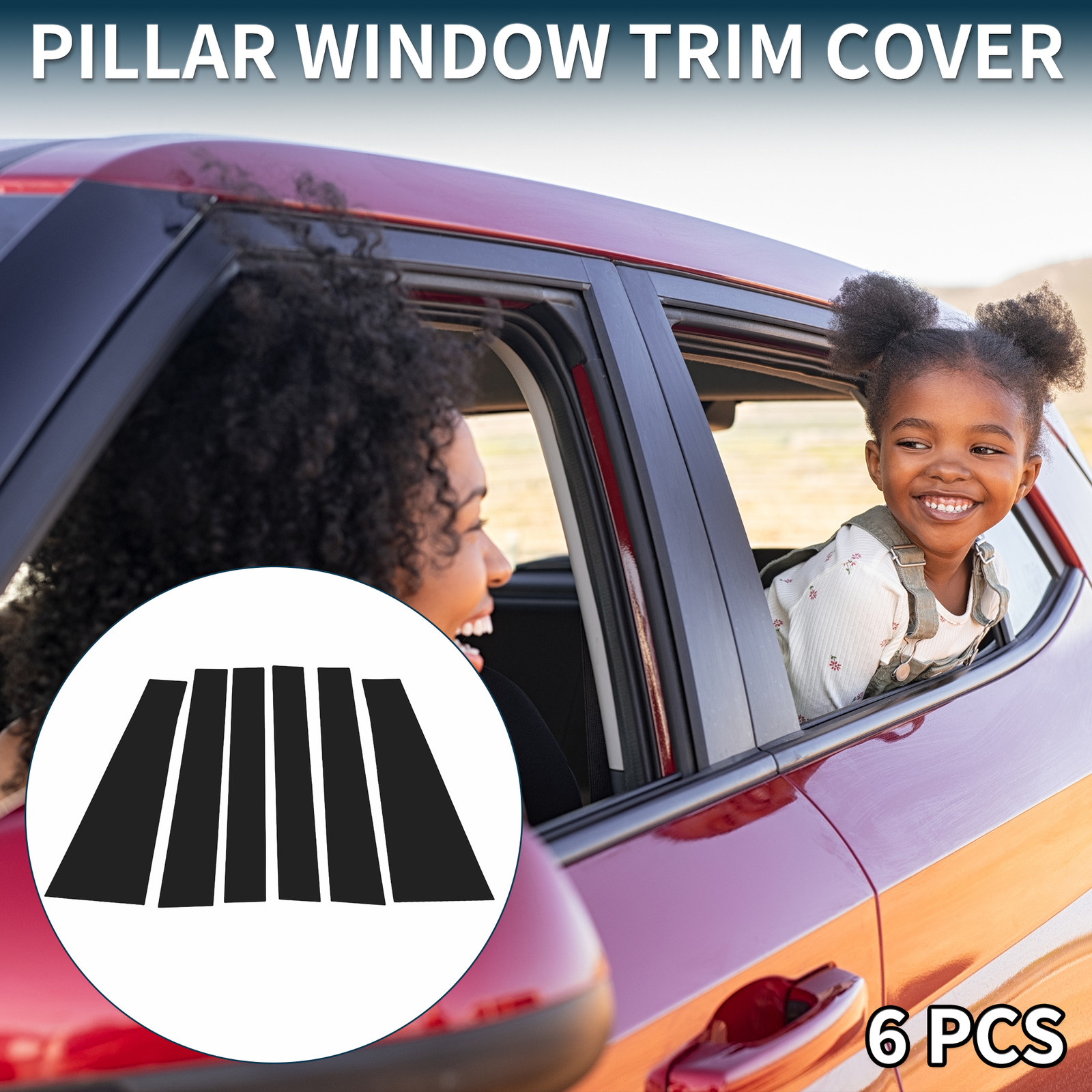 6 Pcs Car Door Pillar Window Trim for Toyota Sienna 2011-2020 Black