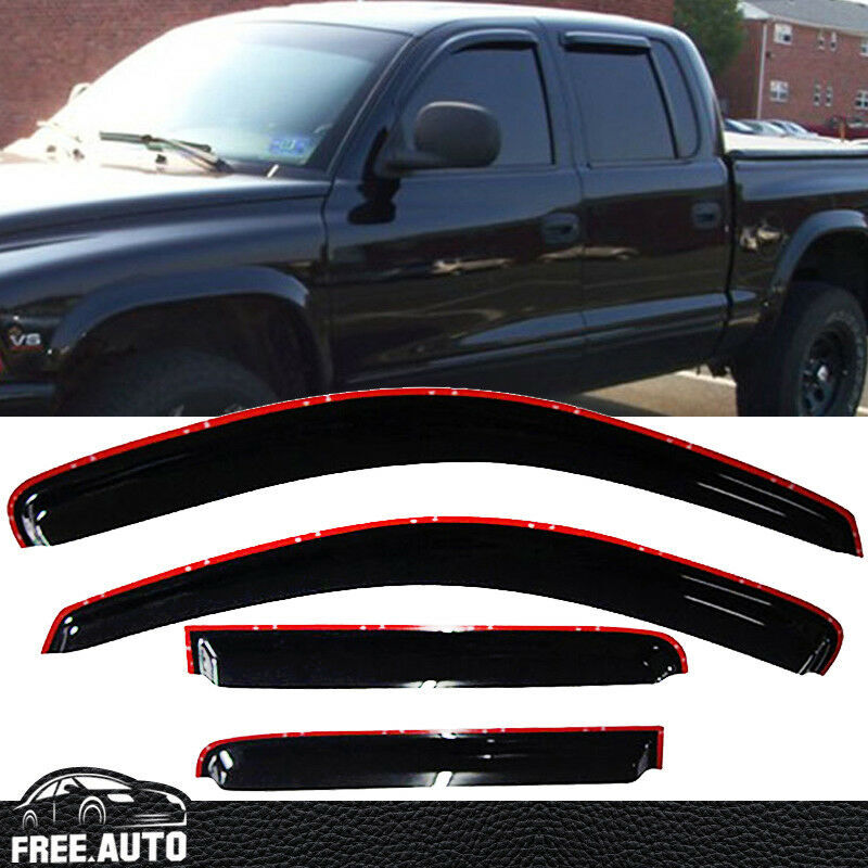 Fits 00-04 Dodge Dakota Crew Cab In Channel Window Visors Acrylic Slim Style 4Pc
