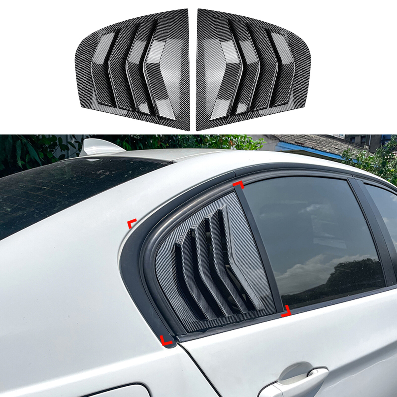 CB Look Rear Window Side Louver Shutter Trim For BMW E90 M3 320i 2005-2012 New