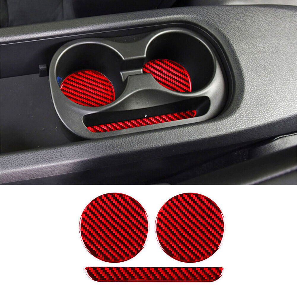For Toyota 86 Subaru BRZ Red Carbon Fiber Rear Cupholder Base Cover Trim