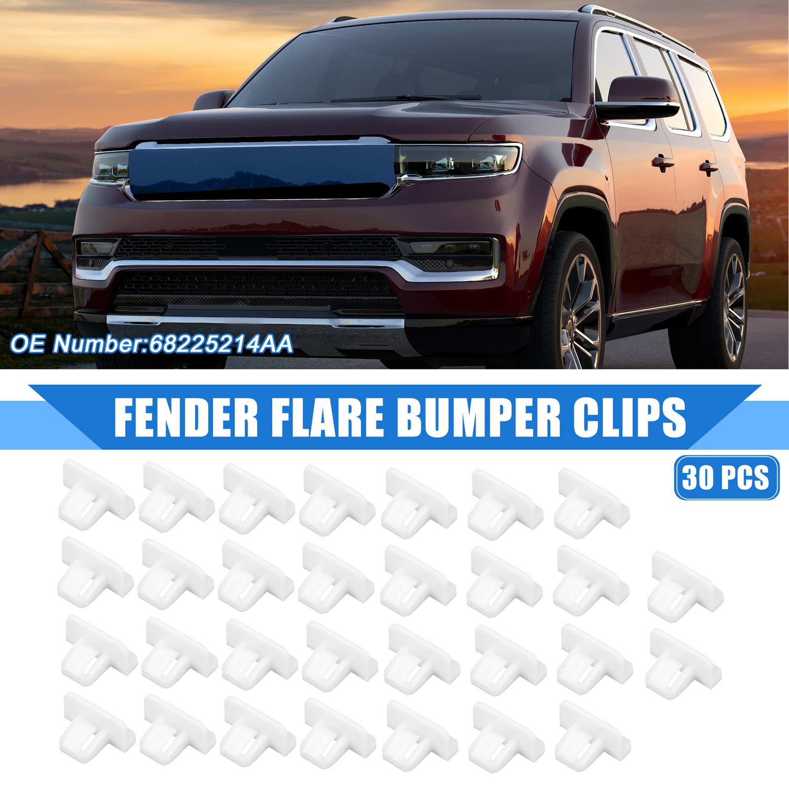 30 Pcs Car Fender Flare Bumper Clip for Chrysler Pacifica 17-20 No.68225214AA