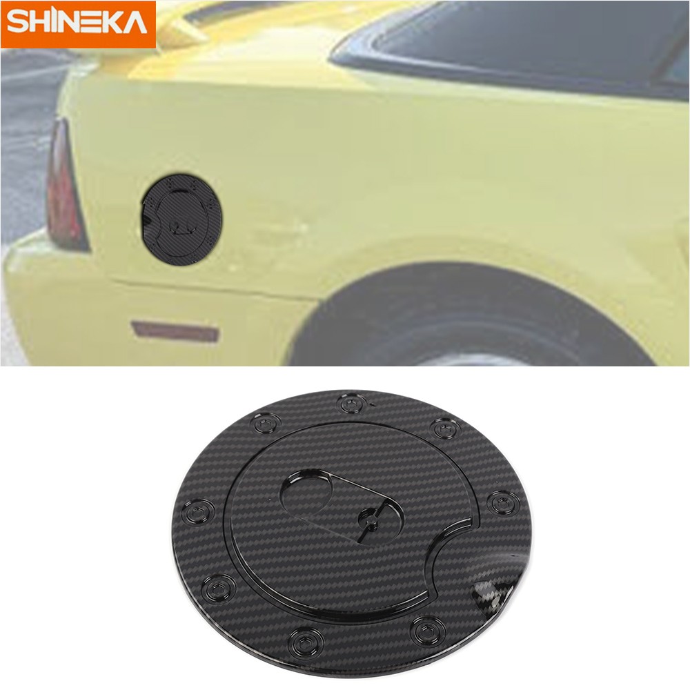 Carbon Fiber Gas Cap Fuel Filler Door Tank Cover Trim For 1998-2004 Ford Mustang
