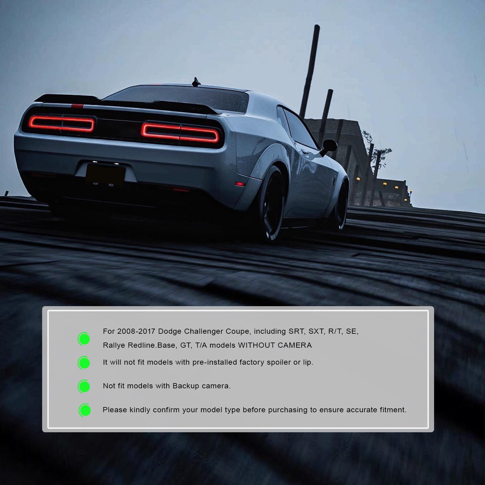 For 2008-2017 Dodge Challenger Demon Style Rear Spoiler Wing Carbon Fiber Style