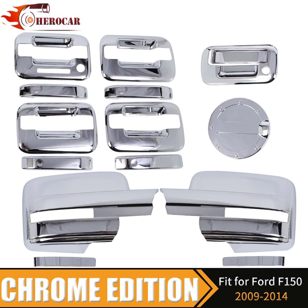 🌟8x Chrome Mirror+4 Dr Handle+Fuel Cap+Tailgate Trim Kit For 2009-14 Ford F150
