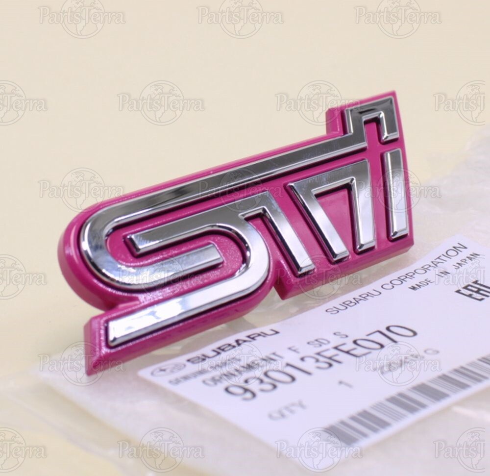 GENUINE Subaru Front Grille Badge Pink Plastic STI Nameplate Emblem 2004 IMPREZA