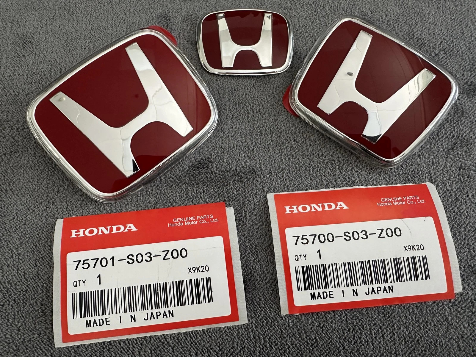 3PCS Red H Emblem Front Rear Steering Badge Fit For 2006~15 Honda CIVIC SEDAN🎁