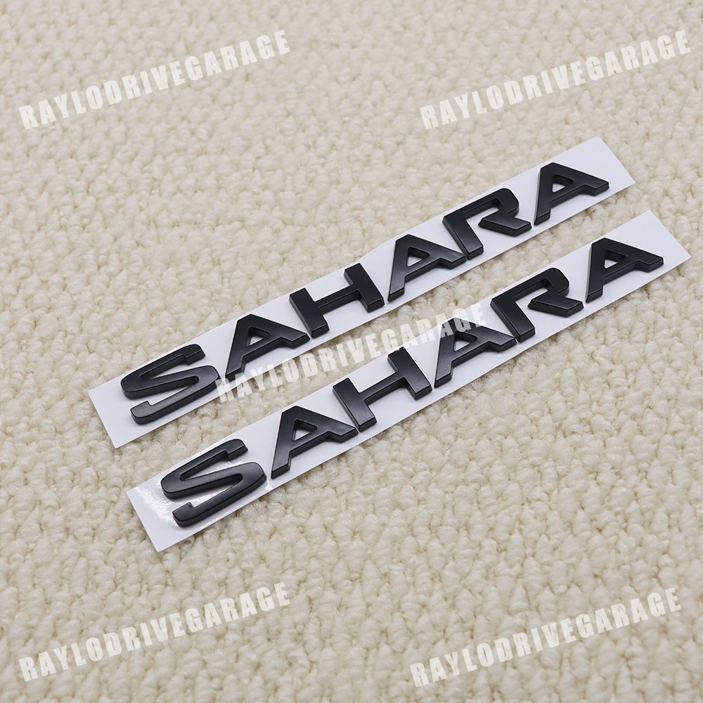2pcs Matte Black 2018-2025 For Wranger Sahara Letters Fender Side Emblem Badges